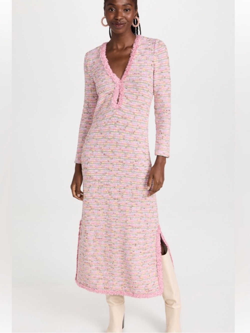 ALEXIS SIZE M Alexis Kassandra pink Tweed Maxi Sweater dress cherry blossom